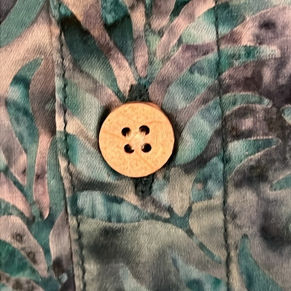 Scully Western Tropic Print Collared Shirt Teal Button Up Short Sleeve XXL - Picture 5 of 9